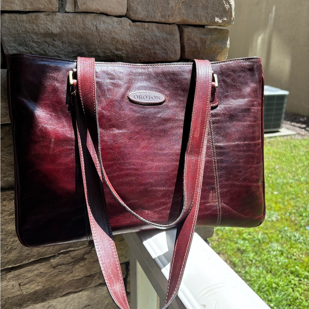 Oroton Brown Leather Tote Bag